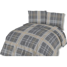 Kokvilnas gultas veļa 220x200 71455/1 rūtaini pelēki brūna ģeometrija Cottonlove 2