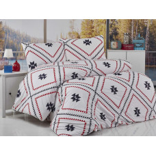 Kokvilnas gultas veļa 200x220 Kilim balts sarkans melns ģeometrija Exclusive 2