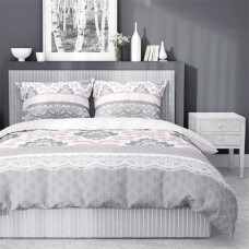 Kokvilnas gultas veļa 220x200 3557 Balts pelēks rozā pulveris Glamour austrumu ornamenti Sākums 4
