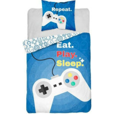 Kokvilnas gultas veļa 140x200 Gamer spilventiņi 3623 Spēle Paēst Spēlē Gulēt Ēd Spēlē Sleep Blue 0067 pusaudžiem Holland kolekcija