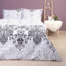 Kokvilnas gultasveļa 140x200 balts pelēks grafīta ornaments 71472/1 Cottonlove 6