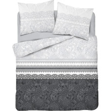 Kokvilnas gultas veļa 220x200 glamūra ornamenti svītras grafīts 3837 A Kokvilna 88