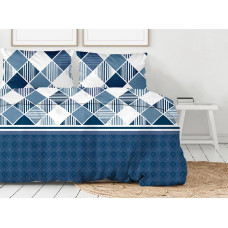Kokvilnas gultas veļa 220x200 Loft tumši zili Premium briljanti
