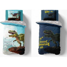 Tumsā mirdzoša gultasveļa 140x200 dinozaurs 4231 A kokvilna Fluo 09