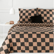 Kokvilnas gultasveļa 220x200 Sara 21 brūns melns čeks