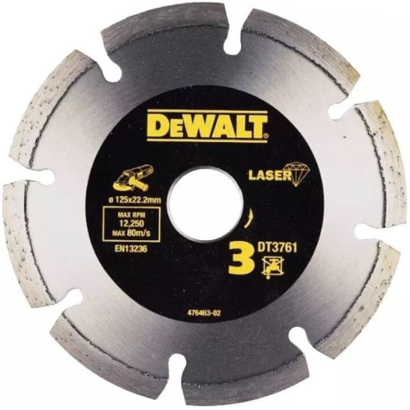 Dewalt-Akcesoria Segmentēts dimanta disks granīta griešanai, marmors leņķa slīpmašīnām 125/2.0/7.5mm, DeWalt [DT3761-XJ]