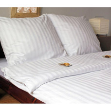 Damaskas gultas veļa 160x200 Tivoli baltas svītras 1 cm ar rāvējslēdzēju 140 g/m2 satīna satīns
