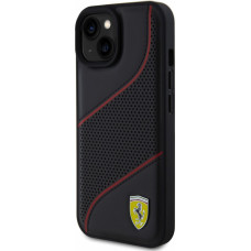 Ferrari PU Leather Perforated Slanted Line Case for iPhone 15 Black