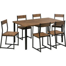 Beliani Zestaw do jadalni Laredo stół 6 krzeseł ciemne drewno z czarnym