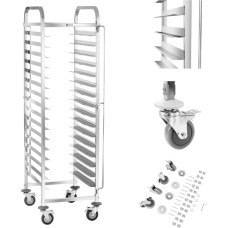 Royal Catering Ēdināšanas viesmīļa ratiņi 16 paplāšu konteineru pārvadāšanai 60 x 40 cm RCTW-16TB.1