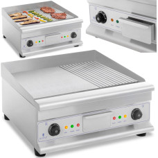 Royal Catering Grila dubultā gluda rievota grila plāksne ar tauku atvilktni 230 V 2x 3200 W