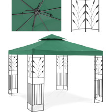 Uniprodo Dārza paviljona lapene ar ornamentu salokāms 3 x 3 x 2,6 m zaļš