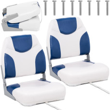 MSW Atzveltnes krēsla saliekamais sēdeklis motorlaivai 50 x 42 x 51 cm balts-zils 2 gab.
