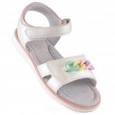 Miss❤E Velcro sandals with chain Jr EVE426 beige