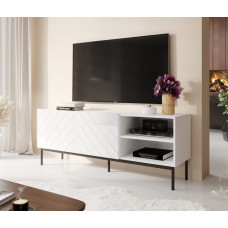 Cama Meble ABETO RTV cabinet on black steel frame 150x42x60 cm white/gloss white