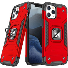 Wozinsky Bruņots korpuss, vāciņš + magnētisks turētājs iPhone 13 Pro Ring Armor, sarkans