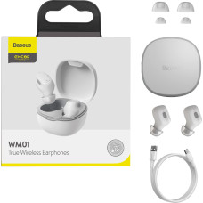 Baseus Encok WM01 Plus TWS Bluetooth 5.0 bezvadu austiņas, baltas