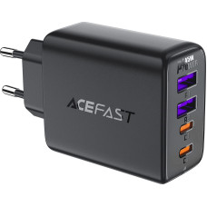 Acefast PD 45W GaN sienas lādētājs ar 4 portiem 2x USB-C + 2x USB-A melns