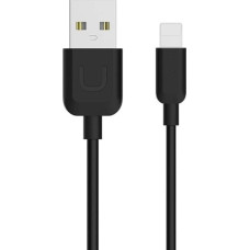 Usams U-TURN Universāls Silikona Apple Lightning (MD818ZM|A) USB Datu un uzlādes Kabelis 1m Melns