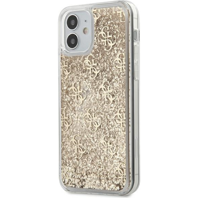 Guess GUHCP12SLG4GSLG 4G Liquid Glitter Izturīgs Aizsargapvalks Apple iPhone 12 Mini Caurspīdīgs
