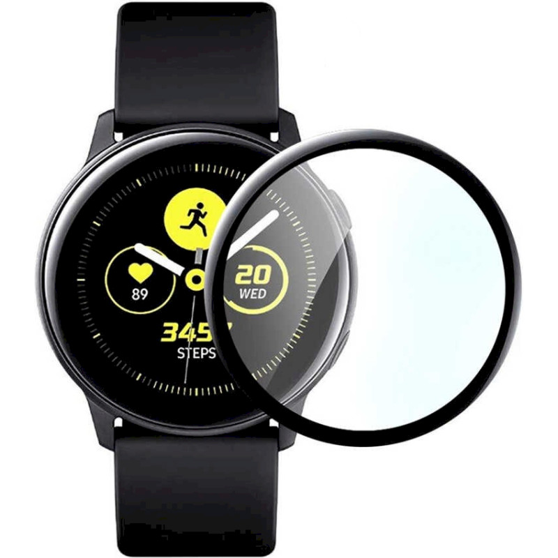 Fusion Nano 9H aizsargstikls pilnam ekrānam Galaxy Watch Active 2 40 mm melns