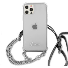 GUHCP12LKC4GSSI Guess PC Silver 4G Chain and Script Case for iPhone 12 Pro Max Transparent