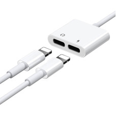 Joyroom Lightning - 2x Lightning headphone adapter audio and charging white (S-Y104)