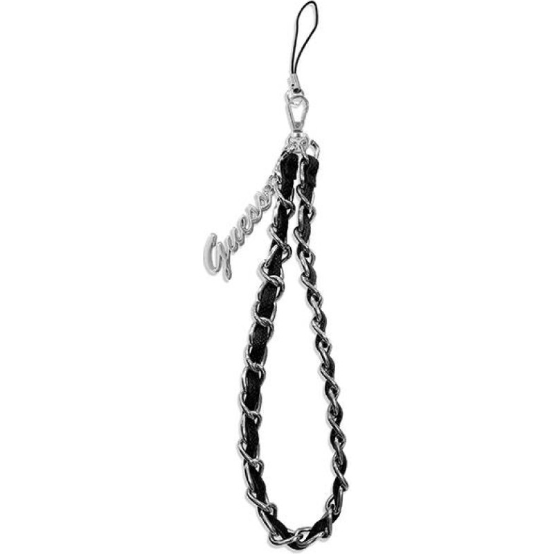 Guess Phone Strap Chain Charms Black