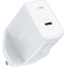 Acefast GaN wall charger (UK plug) USB Type C 30W, Power Delivery, PPS, Q3 3.0, AFC, FCP white (A24 UK white)