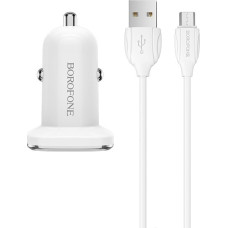 Borofone Car charger BZ12 Lasting Power - 2xUSB - 2,4A with USB to Micro USB cable white