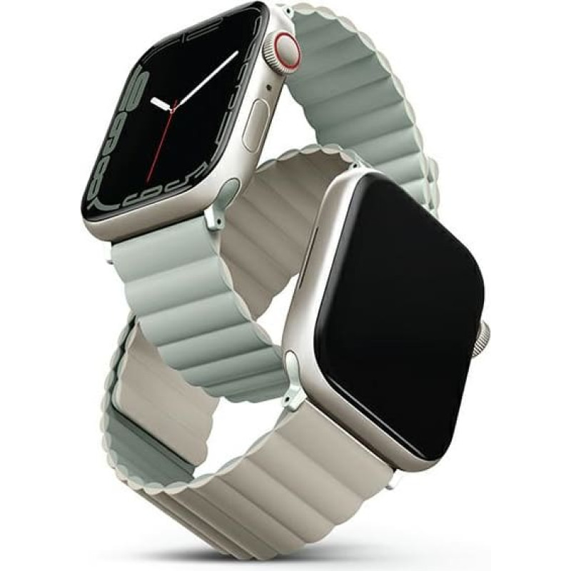 UNIQ pasek Revix Apple Watch Series 4|5|6|7|8|SE|SE2|Ultra 42|44|45|49mm. Reversible Magnetic szałwia-beżowy|sage-beige