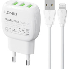 Wall charger LDNIO A3315 3USB + Lightning cable