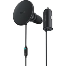 Baseus CW01 Magnetic Car Holder with 15W Wireless Charging + 25W USB-C Car Charger Black