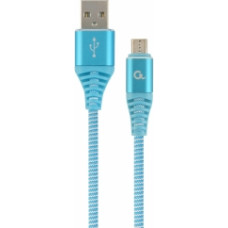 Gembird USB Male - Micro USB Male Premium cotton braided 2m Blue|White