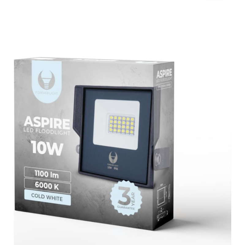 Forever Light Floodlight LED ASPIRE 10W 6000K 1100lm 230V Forever Light