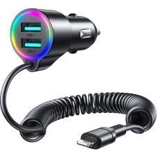 Car charger Joyroom JR-CL25, 2x USB + Lightning cable (black)