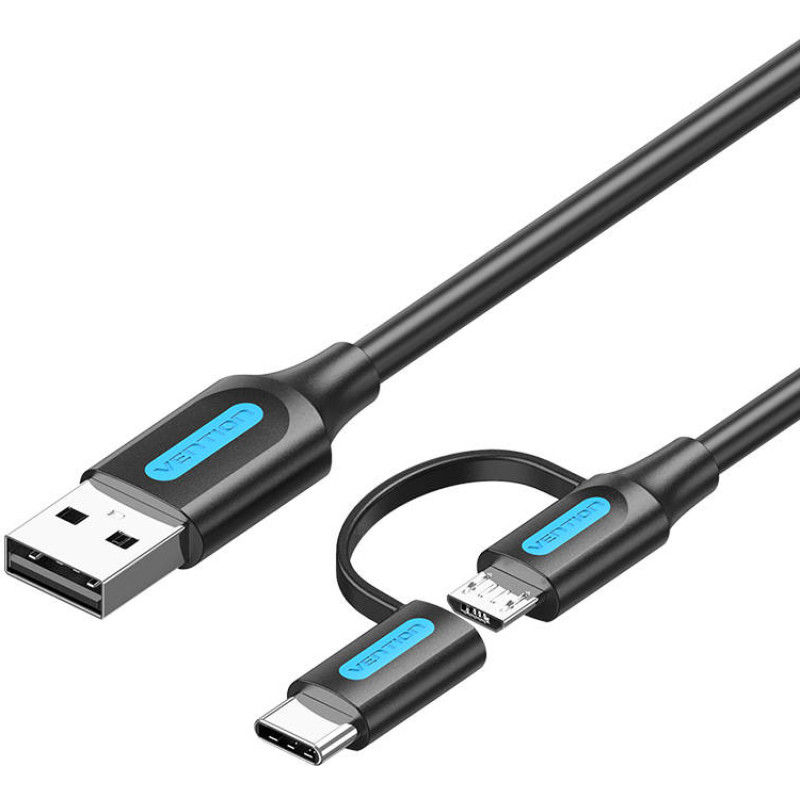 Vention 2in1 USB cable USB 2.0 to USB-C|Micro-B USB Vention CQDBF 1m (black)