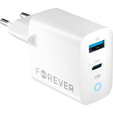 Forever TC-06-45AC GaN PD QC charger 1x USB-C 1x USB 45W white