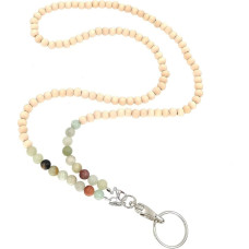 Lanyard pendant, string beads for keys, beige phone