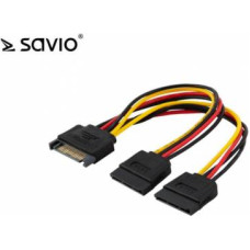 SAVIO barošanas kabelis SATA AK-17 | 18cm | 1x15 pin SATA (F) | 2x15 pin SATA (M)