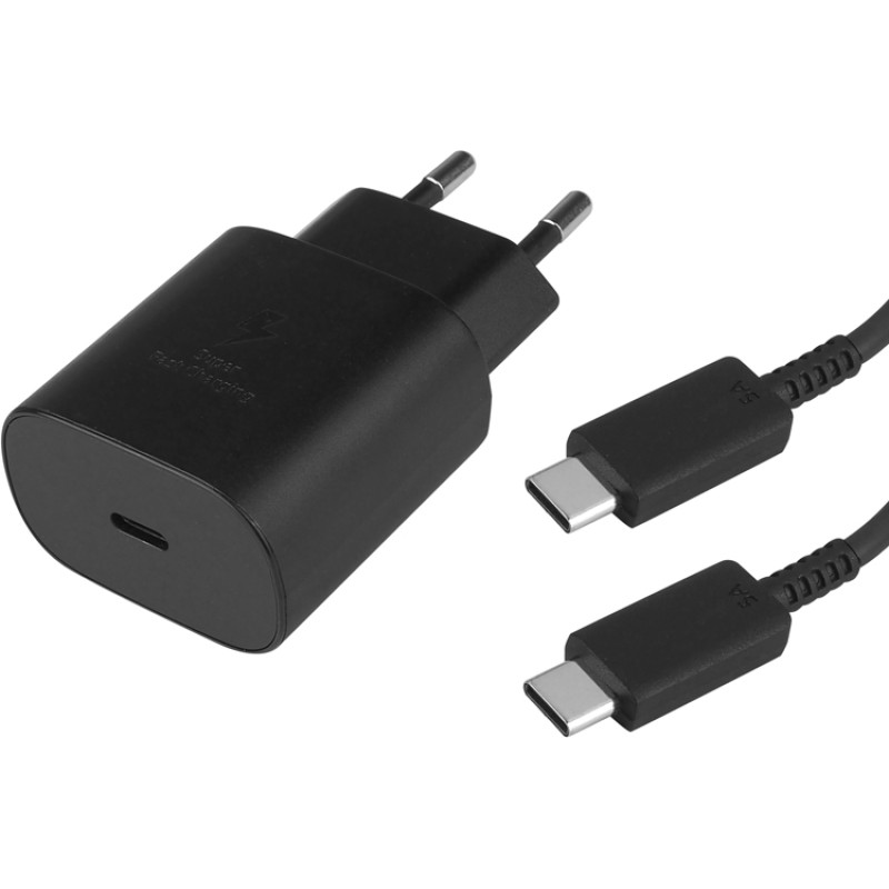 USB-C TYPE-C 3A BLACK Lādētājs priekš SAMSUNG EP-TA800 + DG977 SUPER FAST CHARGING 32000mA QUICK