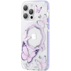 Kingxbar Butterfly Series magnetic case for iPhone 14 Plus MagSafe case with butterflies purple