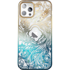 Luxury iPhone 14 Plus Case with Kingxbar Phoenix Crystals - Gold and Blue