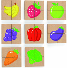 Viga Wooden Magnetic Puzzle Fruit Vegetables FSC sertificēta puzle