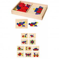 Koka ģeometriskā mozaīka Dienes bloki loģiskā puzle 148 gab Montessori