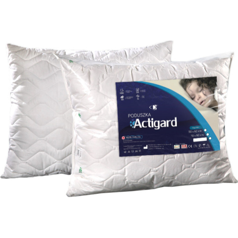 Pretalerģisks spilvens 50x60 Actigard 0,45 kg balts 100% kokvilna ar antibakteriālu vielu Actigard