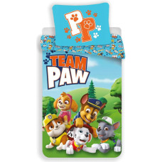 Kokvilnas gultas veļa 140x200 Paw Patrol Paw 6318 Chase Rocky Skye Rubble Tracker Marshall zila spilvendrāna 70x90