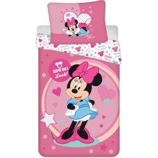 Bērnu gultas veļa 140x200 Mini Minnie Mouse 9503 rozā amarants ar polka punktiņiem spilvendrāna 70x90
