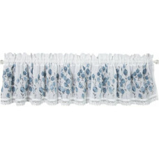 Greizsirdība 30x150 Pola balts zils ziedu raksts gatavs tuneļa ziedu rakstam no matēta auduma ar mežģīnēm