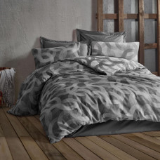 Kokvilnas gultas veļa 220x200 plankumi antracīta ģeometrijas žakarda Cottonlove Jacquard